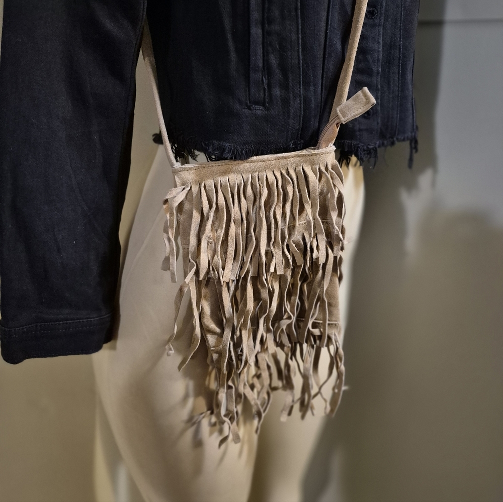 Made In India Suede Leather Fringes Crossbody Bag